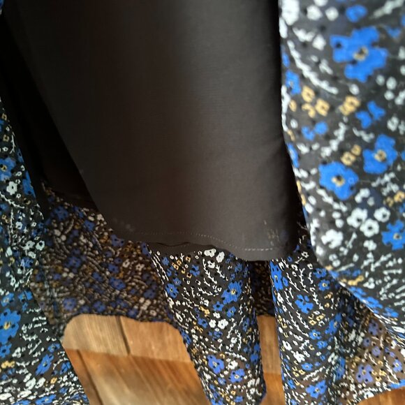 NWT Banana Republic Black/Blue Floral Velvet Dot Maxi Dress in Women's 16 - Picture 15 of 16